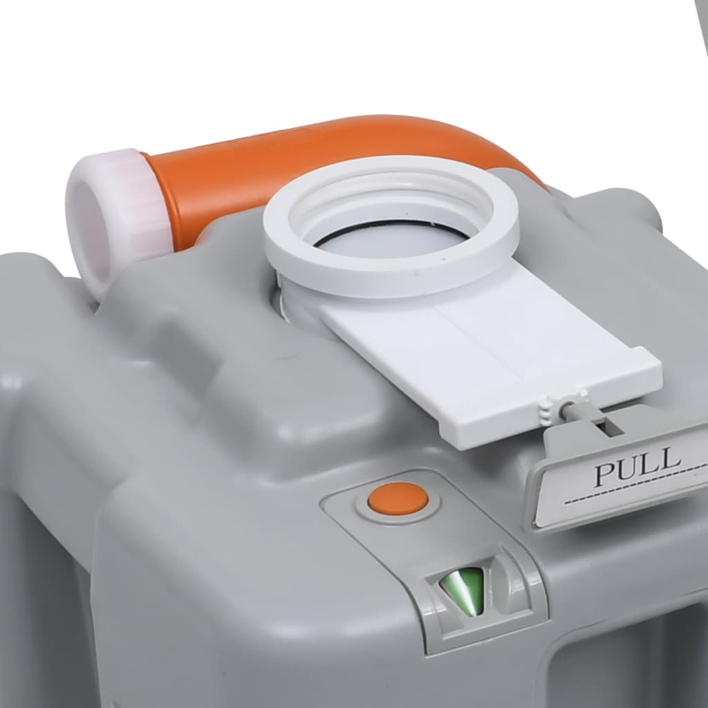 vidaXL Portable Camping Toilet Gray 5.3+2.6 gal - Lightweight and Durable