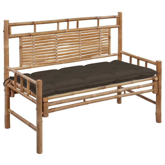 vidaXL Patio Bench with Cushion 47.2" Bamboo - Durable and Stylish Outdoor Seating