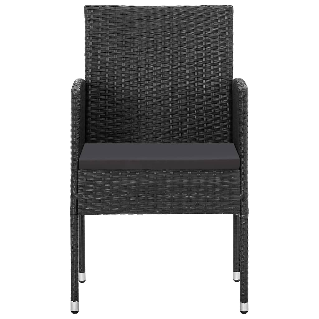 vidaXL 3 Piece Patio Dining Set Black - Solid Acacia Wood Table, PE Rattan Chairs with Cushions