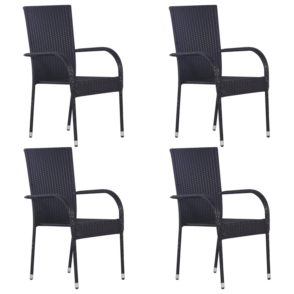 vidaXL 5 Piece Patio Dining Set Black - Outdoor Furniture for Stylish Dining