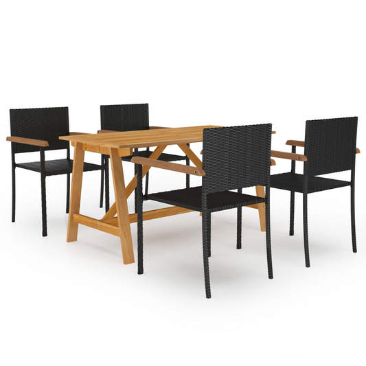 vidaXL 5 Piece Patio Dining Set Black - Outdoor Furniture for Stylish Patio Spaces
