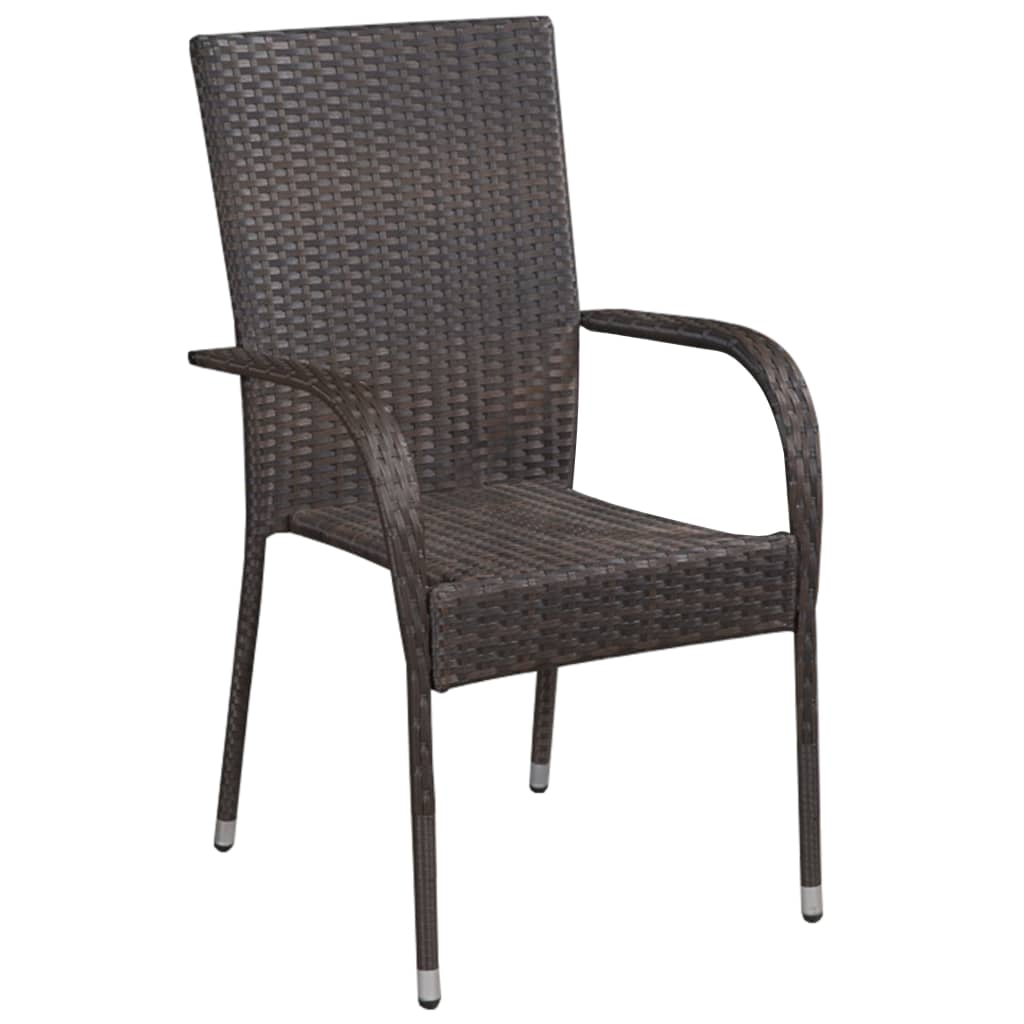 vidaXL 5 Piece Patio Dining Set Brown - Outdoor Acacia Wood Table and PE Rattan Chairs