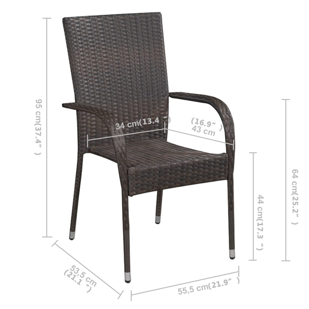 vidaXL 5 Piece Patio Dining Set Brown - Outdoor Acacia Wood Table and PE Rattan Chairs