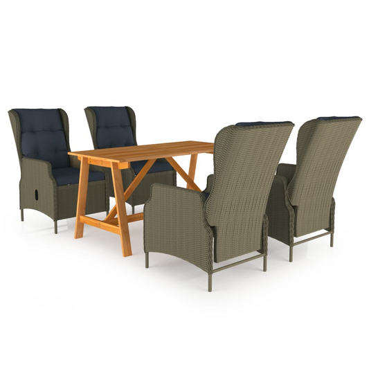 vidaXL 5 Piece Patio Dining Set Brown - Outdoor Furniture for Relaxation and Entertainment