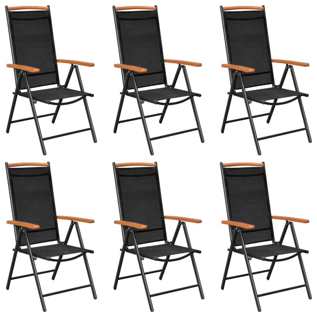 vidaXL 7 Piece Patio Dining Set Aluminum Black - Outdoor Furniture