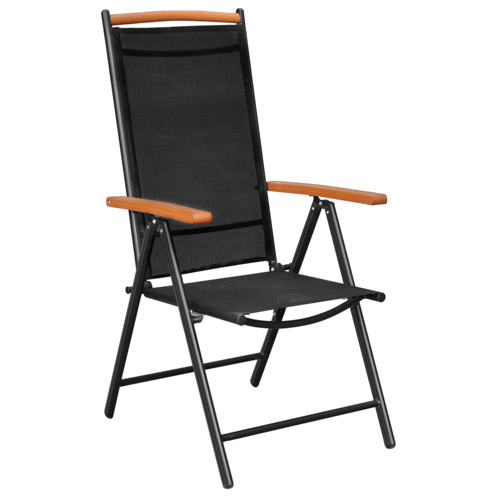 vidaXL 7 Piece Patio Dining Set Aluminum Black - Outdoor Furniture