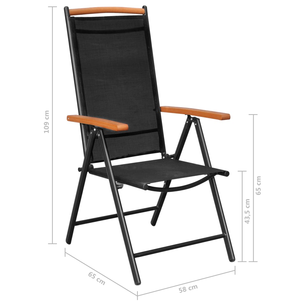 vidaXL 7 Piece Patio Dining Set Aluminum Black - Outdoor Furniture