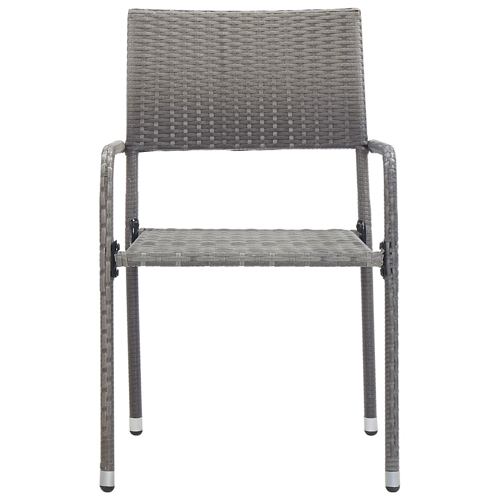vidaXL 7 Piece Patio Dining Set Anthracite - Solid Acacia Wood Table, Weather-Resistant PE Rattan Chairs