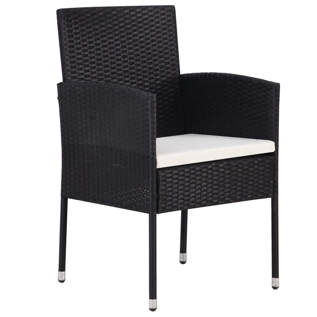 vidaXL 5 Piece Patio Dining Set Black - Sturdy Acacia Wood Table and PE Rattan Chairs
