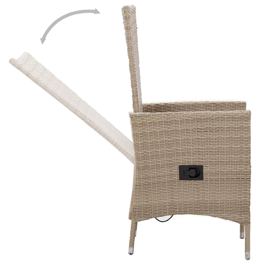 vidaXL 5 Piece Patio Dining Set Beige - Solid Acacia Wood Table, PE Rattan Chairs, Cream White Cushions