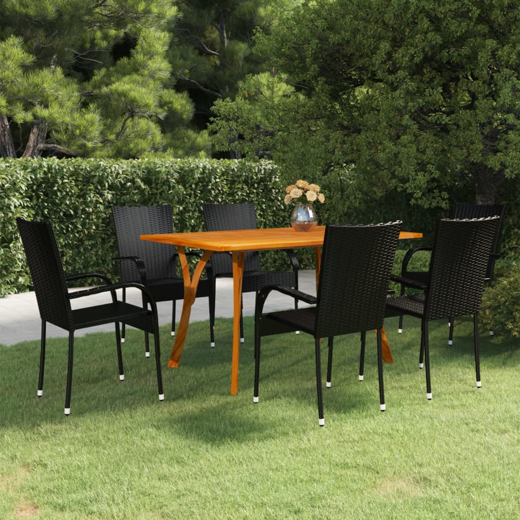 vidaXL 7 Piece Patio Dining Set Black - Outdoor Furniture for Stylish and Functional Patios
