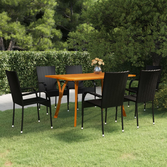 vidaXL 7 Piece Patio Dining Set Black - Outdoor Furniture for Stylish and Functional Patios