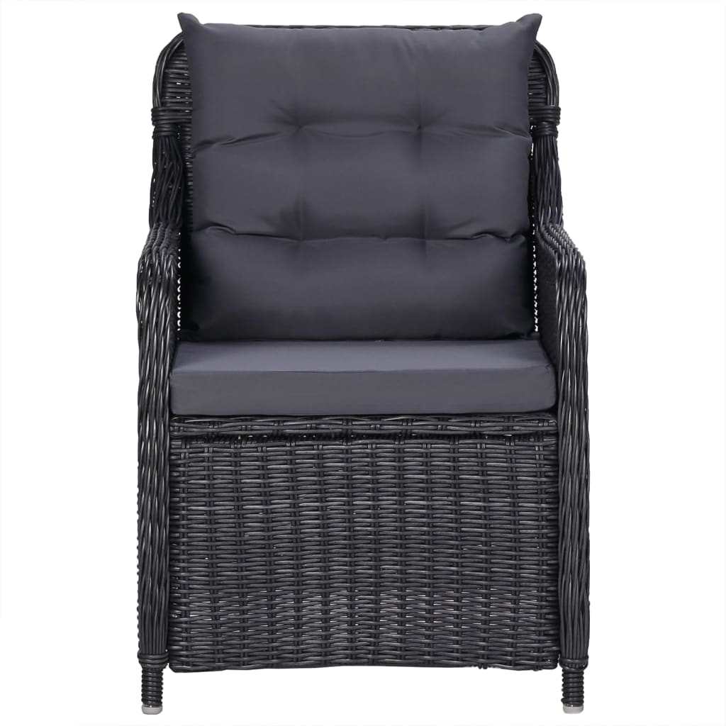 vidaXL 7 Piece Patio Dining Set Black - Sturdy Acacia Wood Table and Weather-Resistant PE Rattan Chairs