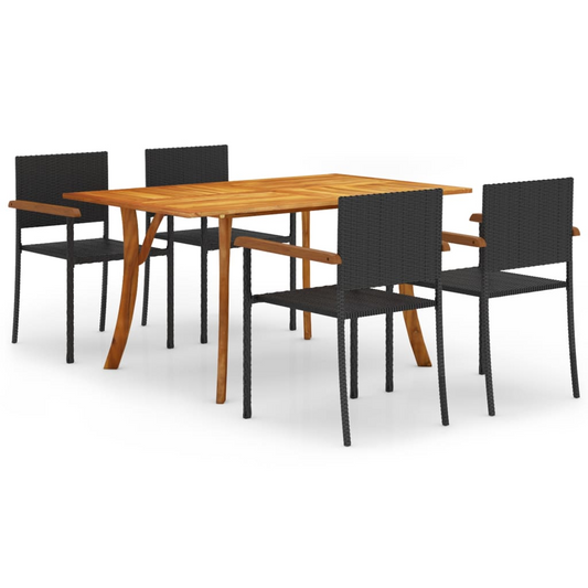 vidaXL 5 Piece Patio Dining Set Black - Outdoor Furniture Set