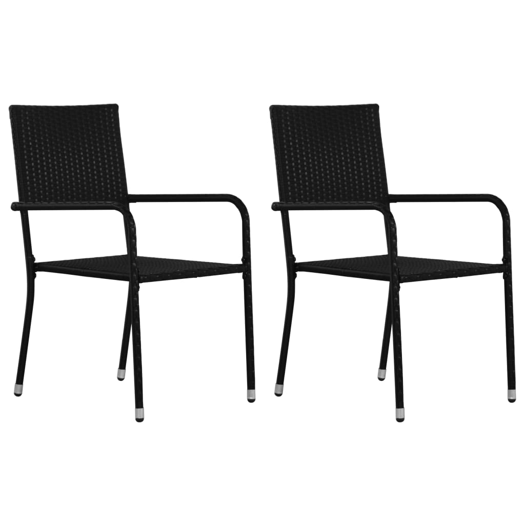 vidaXL 3 Piece Patio Dining Set Black - Outdoor Furniture - Patio Set