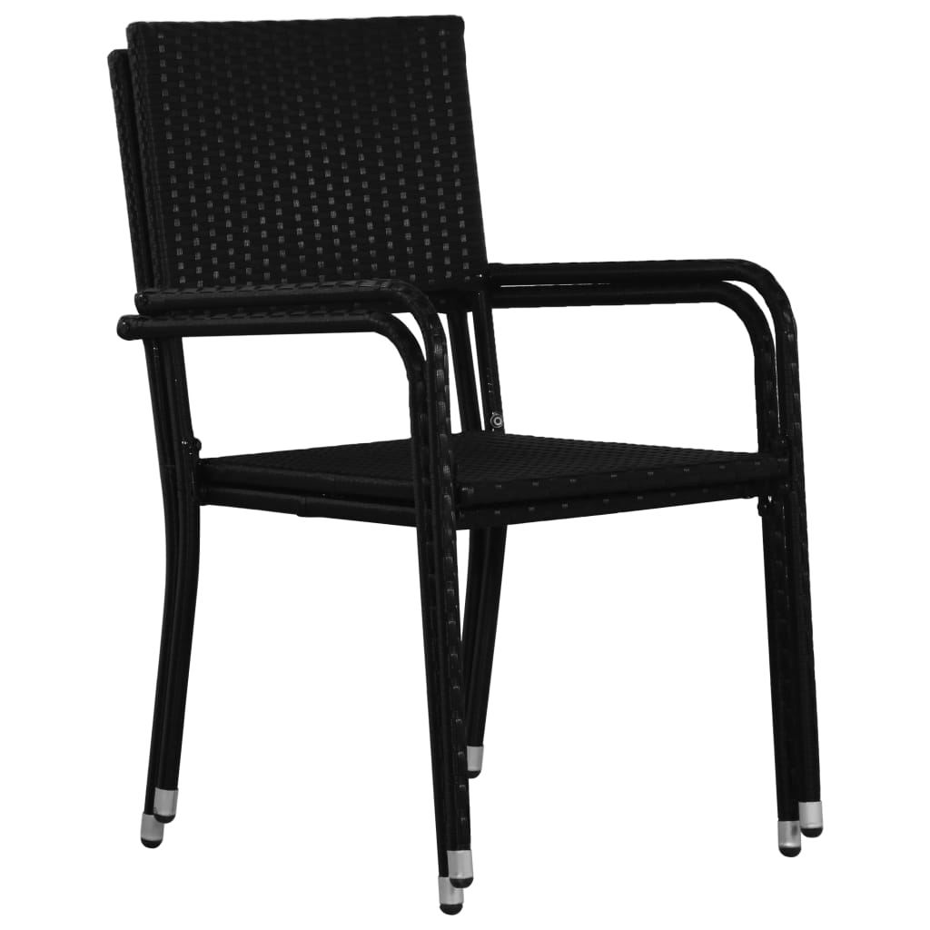 vidaXL 3 Piece Patio Dining Set Black - Outdoor Furniture - Patio Set