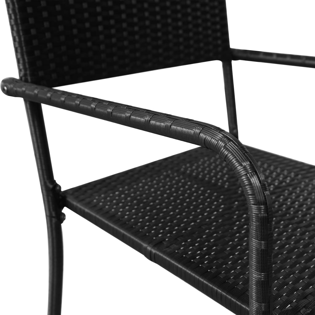 vidaXL 3 Piece Patio Dining Set Black - Outdoor Furniture - Patio Set