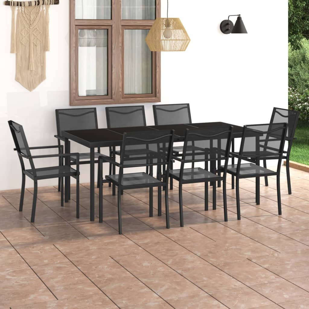 vidaXL 9 Piece Patio Dining Set Steel - Stylish Design, Durable Frame