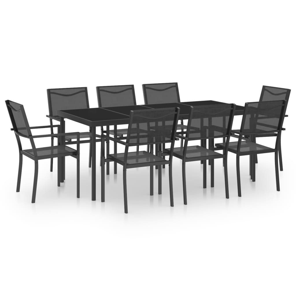 vidaXL 9 Piece Patio Dining Set Steel - Stylish Design, Durable Frame