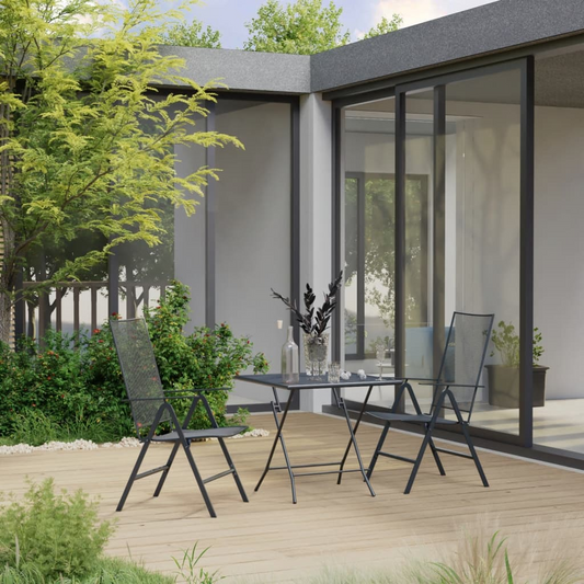 vidaXL 3 Piece Patio Dining Set Steel Anthracite - Stylish and Durable Outdoor Furniture