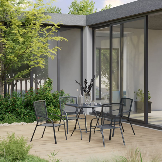 vidaXL 5 Piece Patio Dining Set | Steel Anthracite | Outdoor Furniture