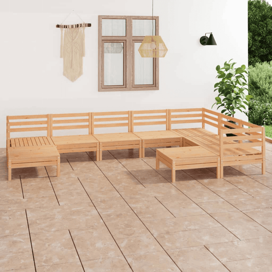 vidaXL 9 Piece Patio Lounge Set - Solid Pinewood | Rustic Outdoor Furniture