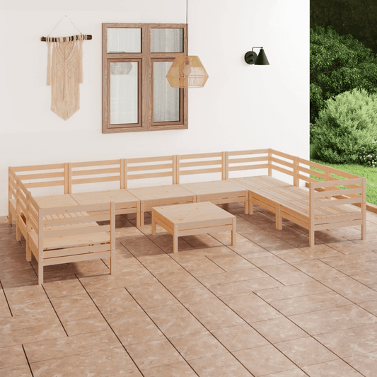 vidaXL 10 Piece Patio Lounge Set Solid Pinewood - Rustic Charm for Your Outdoor Space