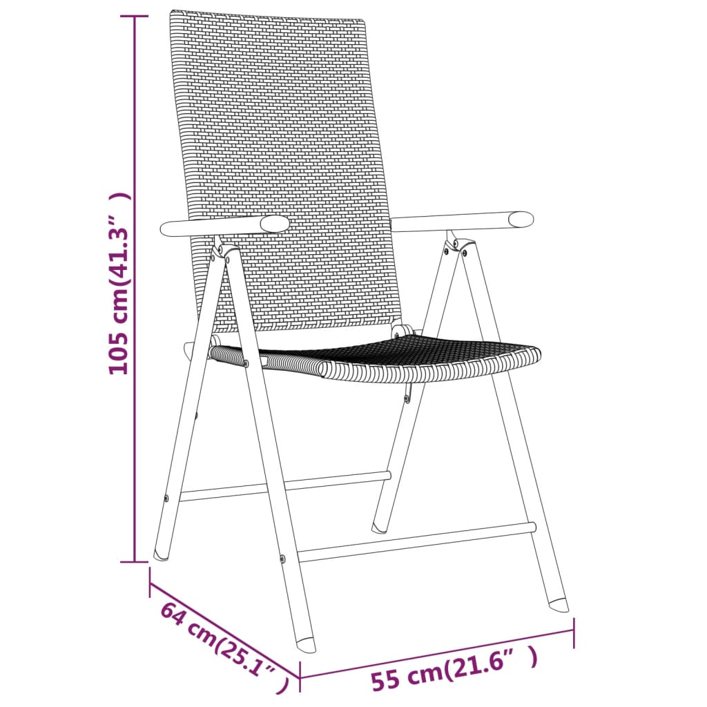 vidaXL 3 Piece Patio Dining Set Black - Outdoor Steel Frame Table with Glass Top and PE Rattan Chairs