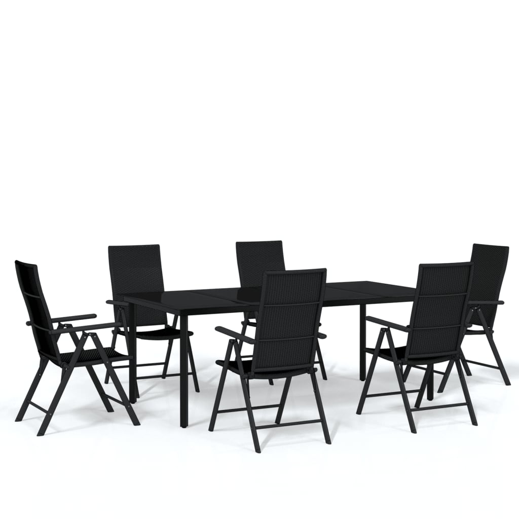 vidaXL 7 Piece Patio Dining Set Black - Sturdy and Stylish Outdoor Furniture