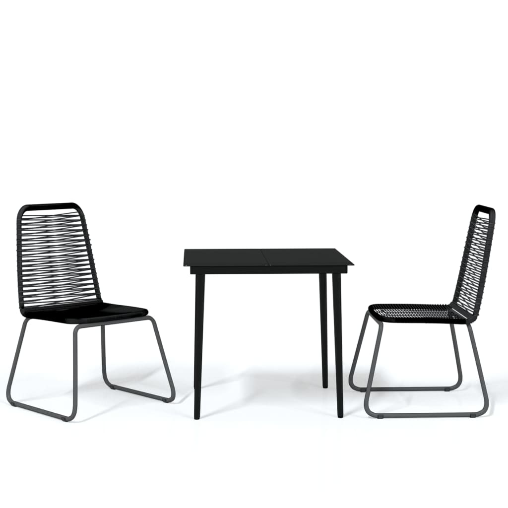 vidaXL 3 Piece Patio Dining Set Black - Sturdy Outdoor Furniture