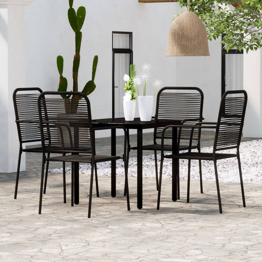 vidaXL 5 Piece Patio Dining Set Black - Elegant Design for Your Outdoor Space