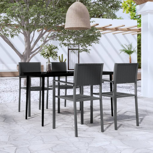 vidaXL 5 Piece Patio Dining Set Black - Stylish and Functional Outdoor Furniture