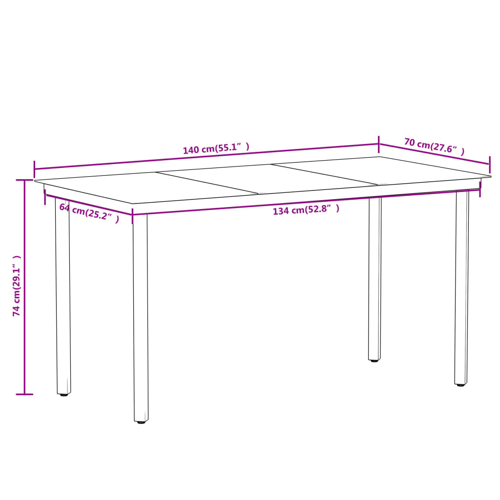 vidaXL 7 Piece Patio Dining Set Black - Outdoor Furniture