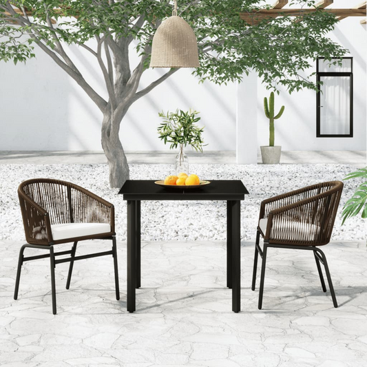 vidaXL 3 Piece Patio Dining Set Brown - Outdoor Garden Furniture