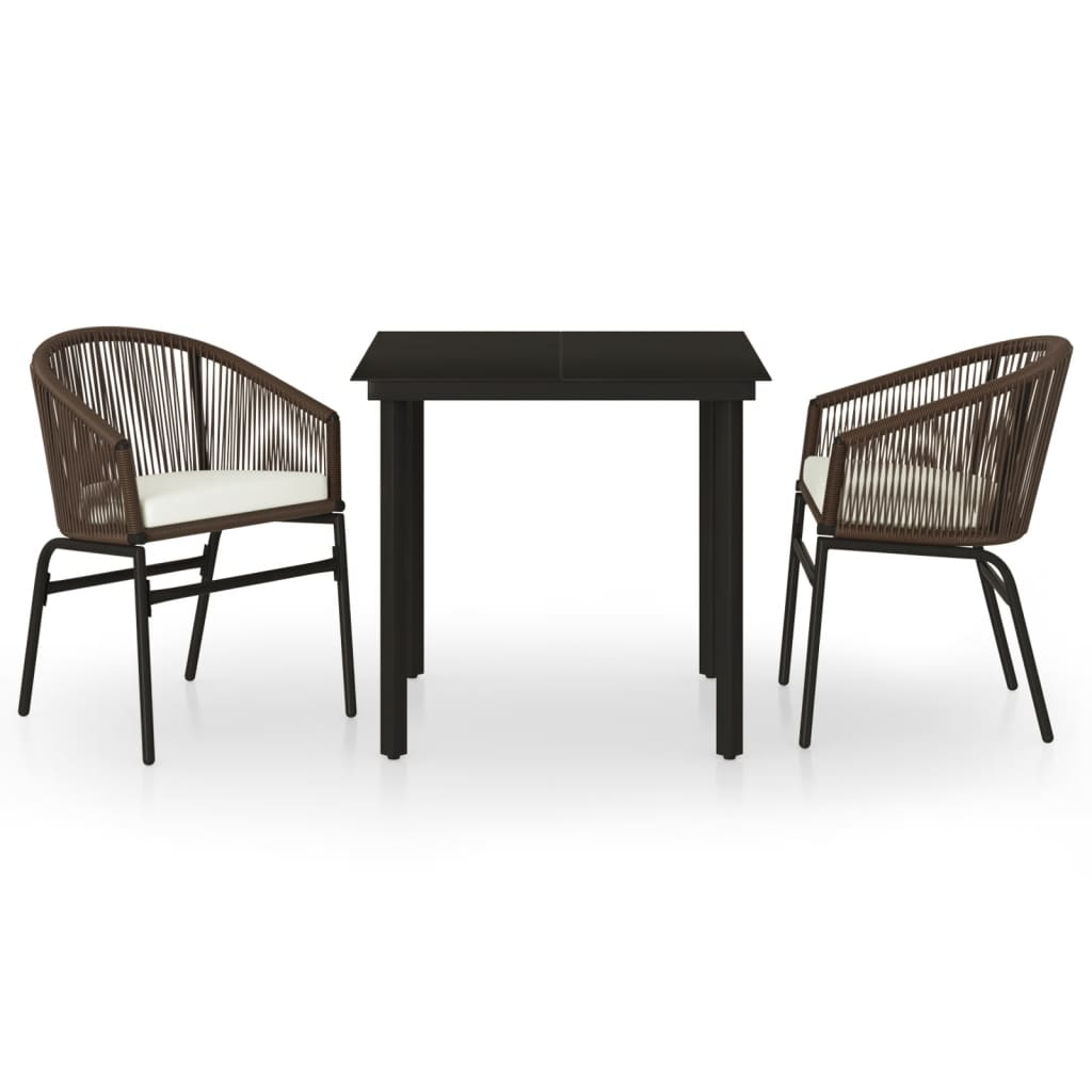 vidaXL 3 Piece Patio Dining Set Brown - Outdoor Garden Furniture