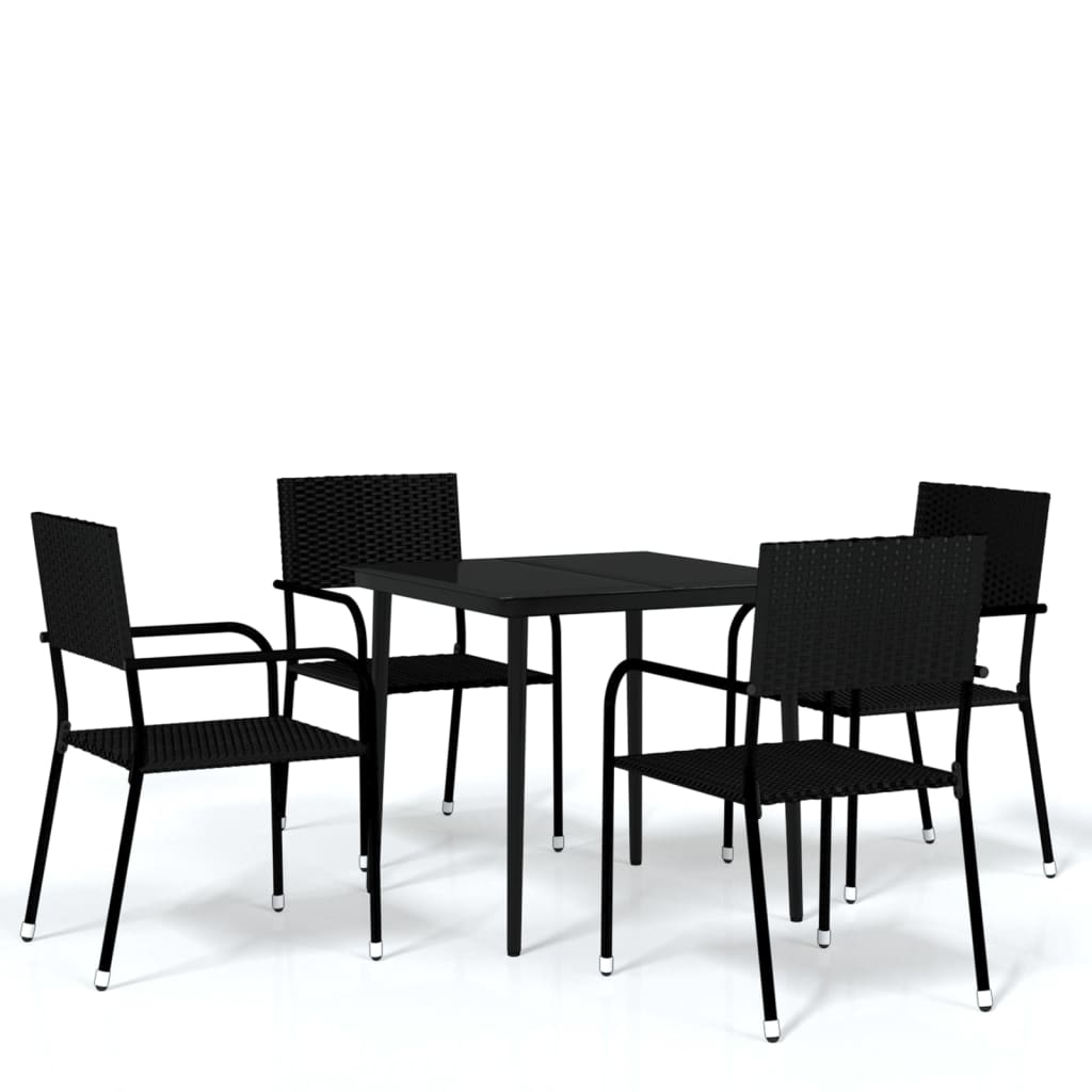 vidaXL 5 Piece Patio Dining Set Black - Outdoor Furniture for Elegant Dining