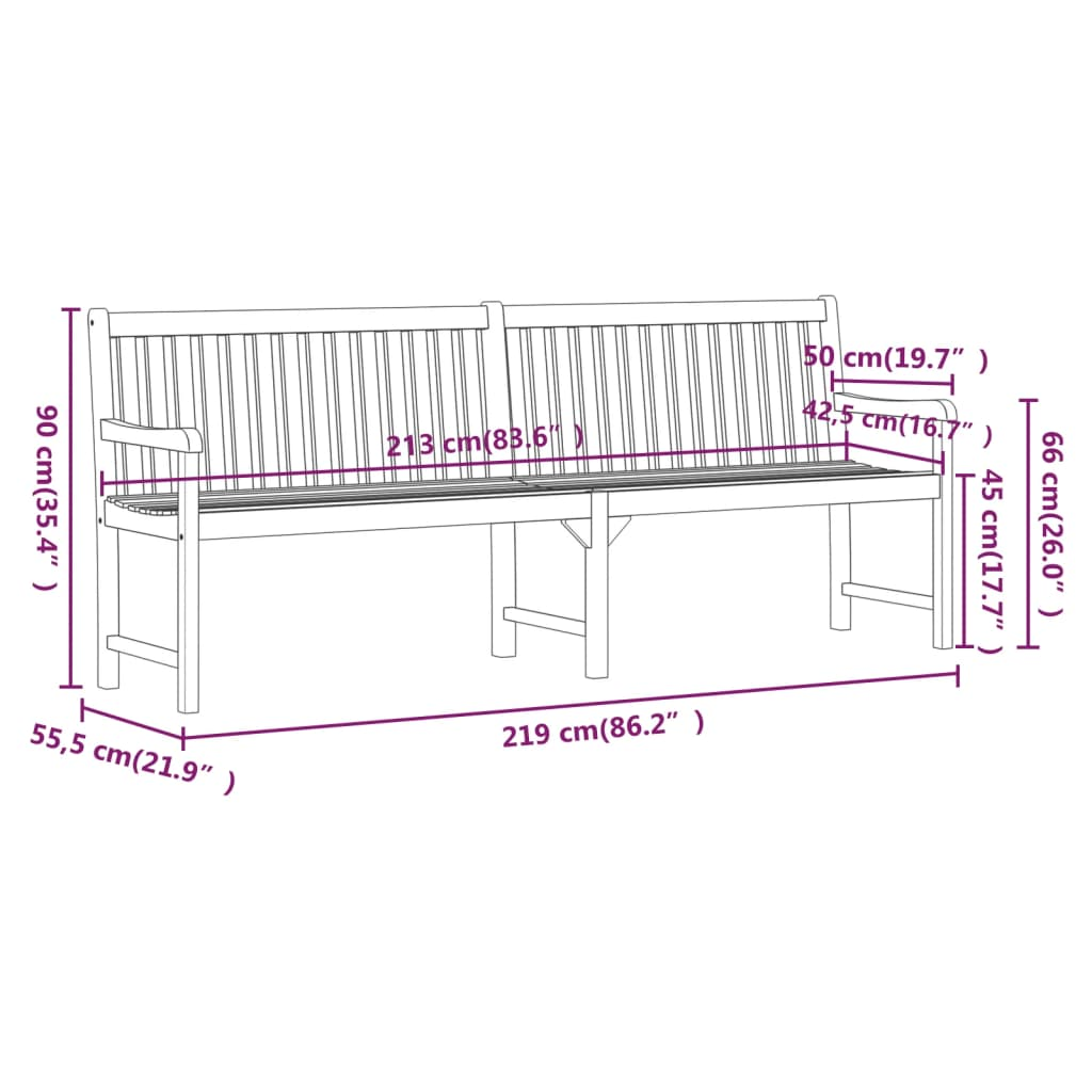vidaXL Patio Bench 86.2" Solid Acacia Wood - Outdoor Furniture
