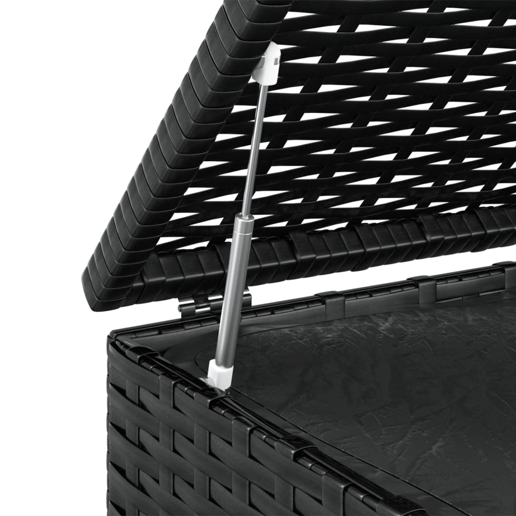 vidaXL Patio Cushion Box PE Rattan Black | Outdoor Storage Box