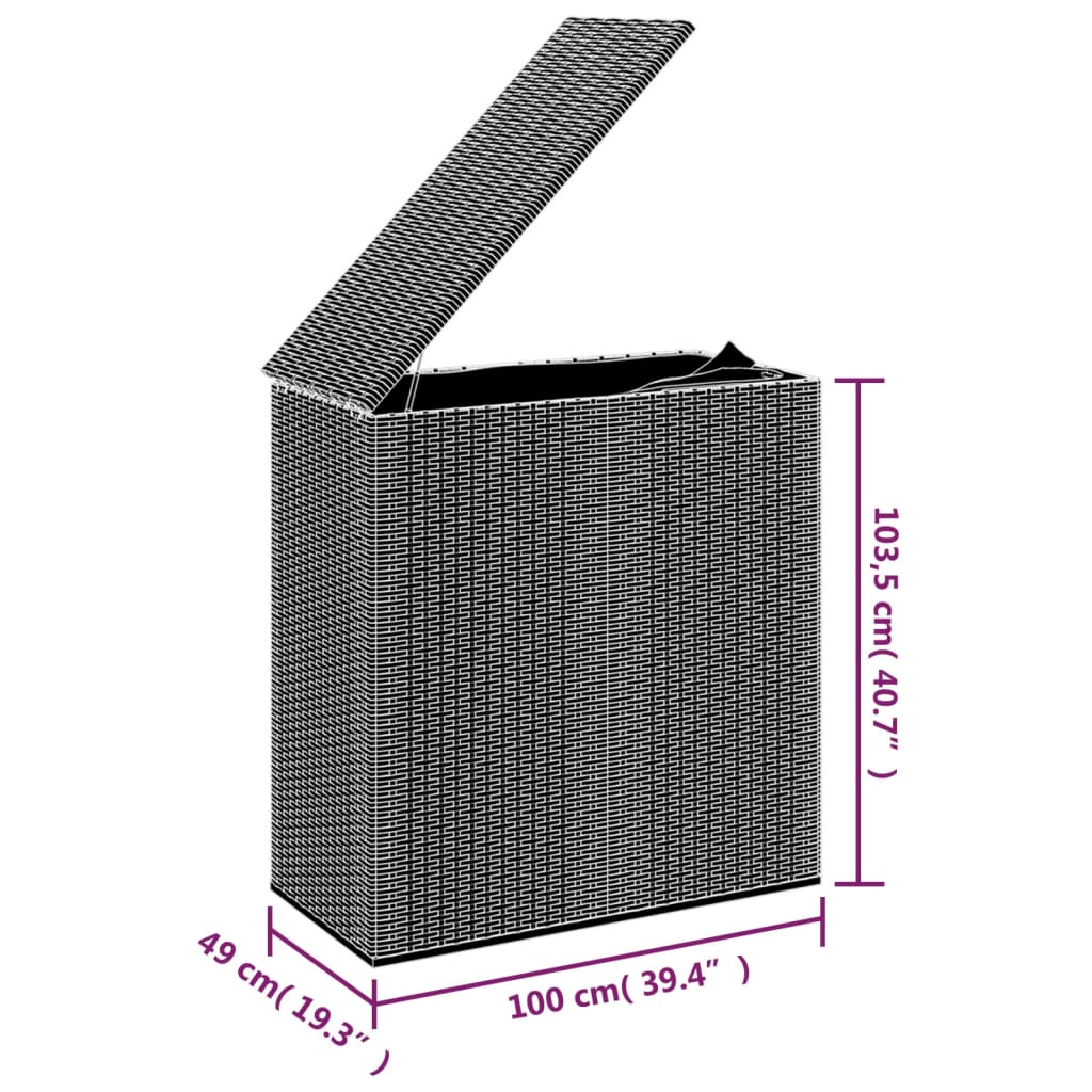 vidaXL Patio Cushion Box PE Rattan Black | Outdoor Storage Box