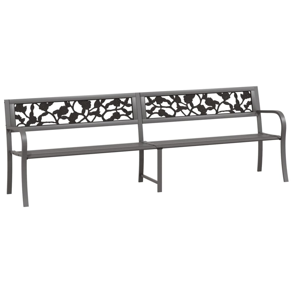 vidaXL Twin Patio Bench 96.9" Gray Steel - Vintage Style, Weather-Resistant, Durable - Devenport's Discount Merchandise