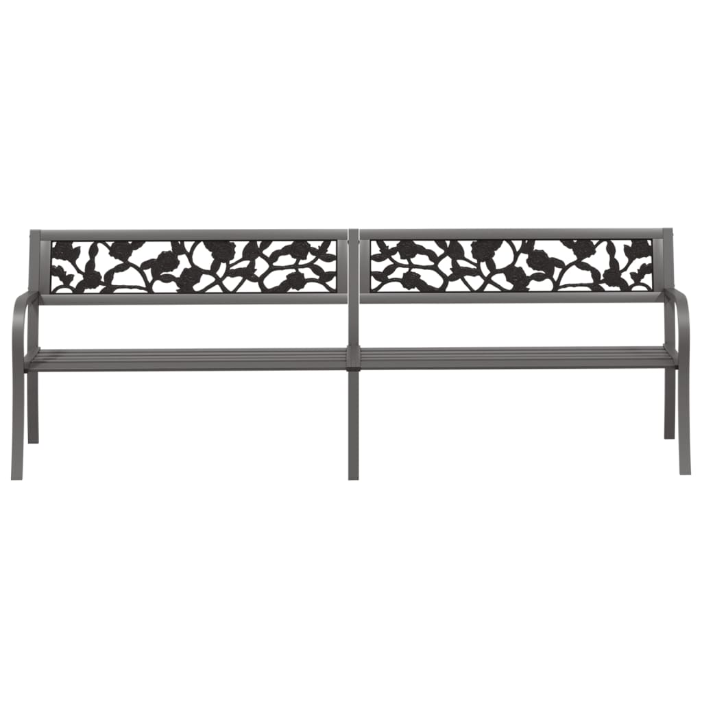 vidaXL Twin Patio Bench 96.9" Gray Steel - Vintage Style, Weather-Resistant, Durable - Devenport's Discount Merchandise
