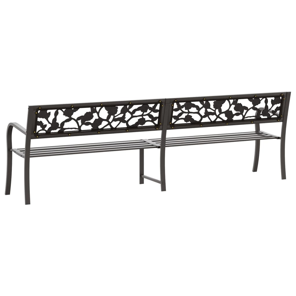 vidaXL Twin Patio Bench 96.9" Gray Steel - Vintage Style, Weather-Resistant, Durable - Devenport's Discount Merchandise