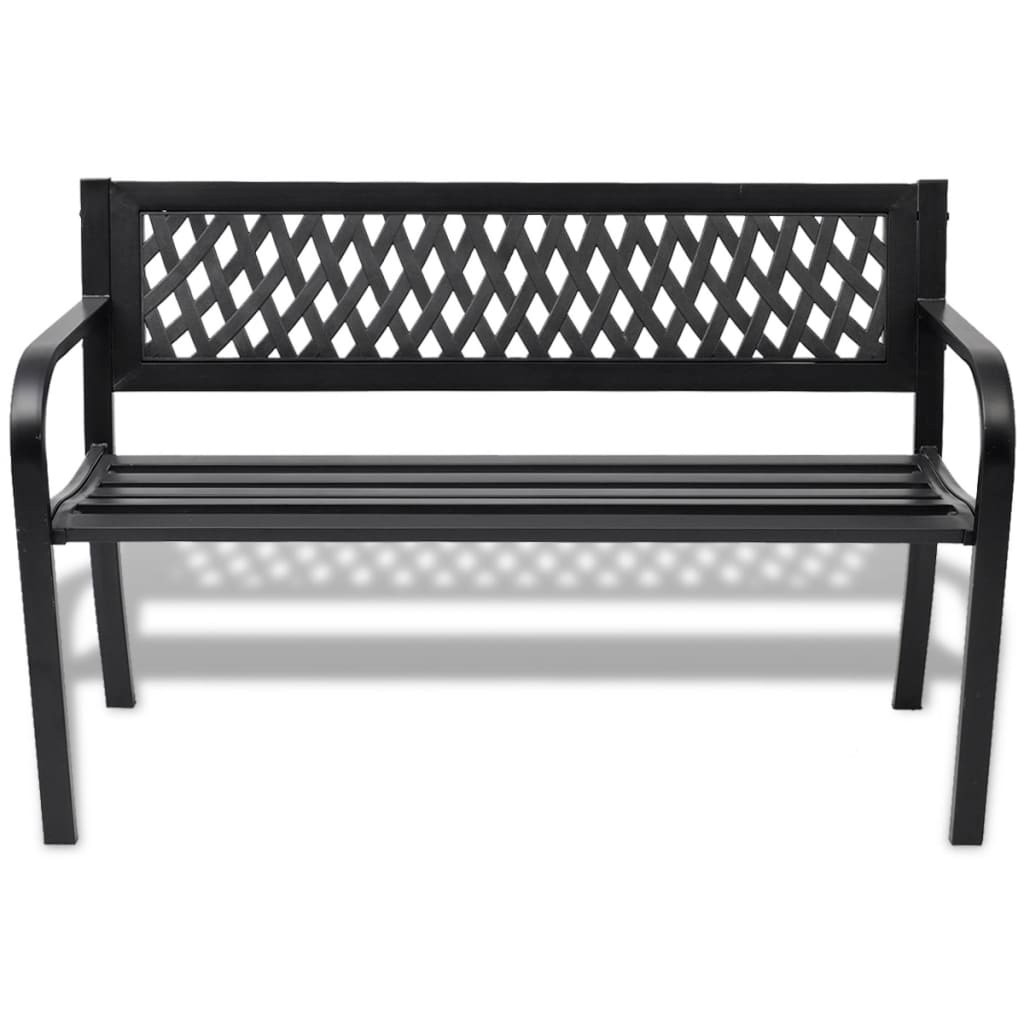 vidaXL Patio Bench 46.5" Steel Black - Weather-Resistant and Durable
