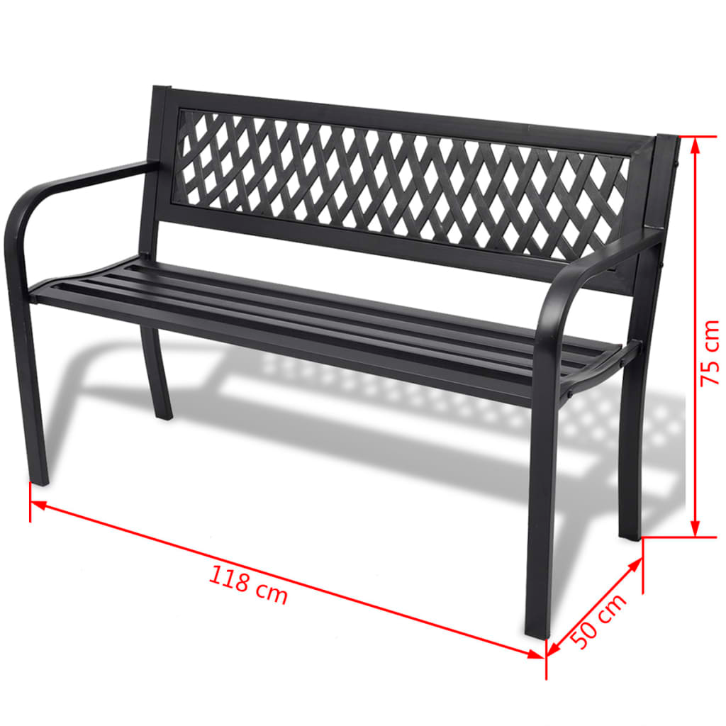vidaXL Patio Bench 46.5" Steel Black - Weather-Resistant and Durable
