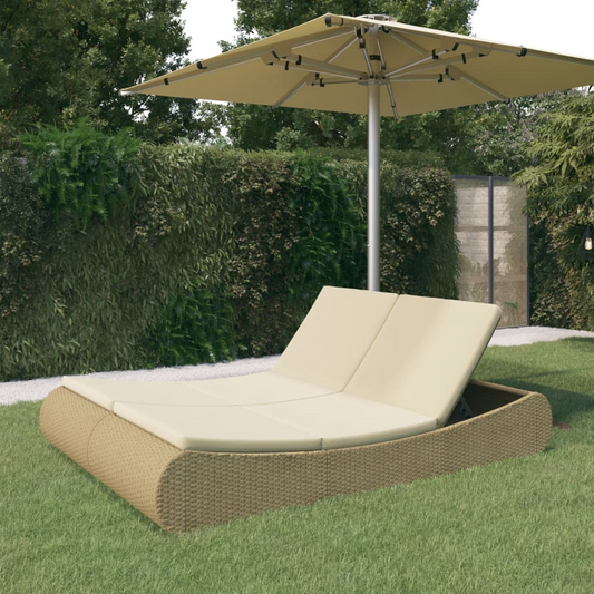 vidaXL Patio Lounge Bed Poly Rattan Beige - Stylish and Comfortable Outdoor Furniture