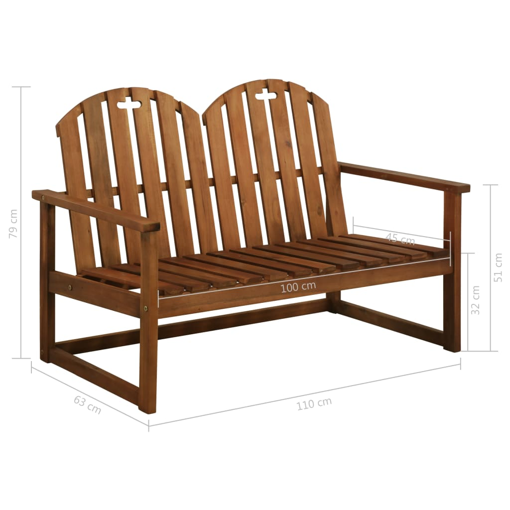 vidaXL Patio Bench 43.3" Solid Acacia Wood - Outdoor Furniture for Relaxing and Enjoying Leisure Time