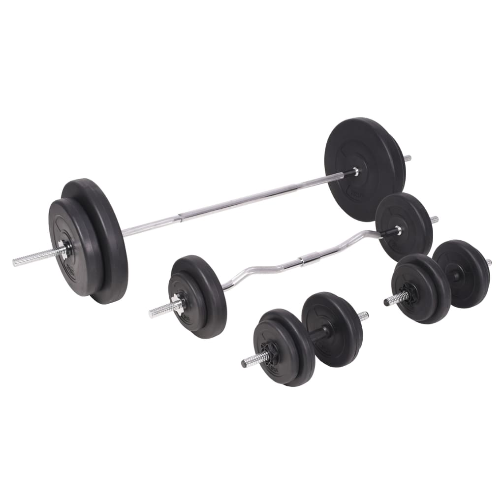 vidaXL Barbell and Dumbbell Set 198.4 lb - Versatile Weightlifting Set for Total Body Workout