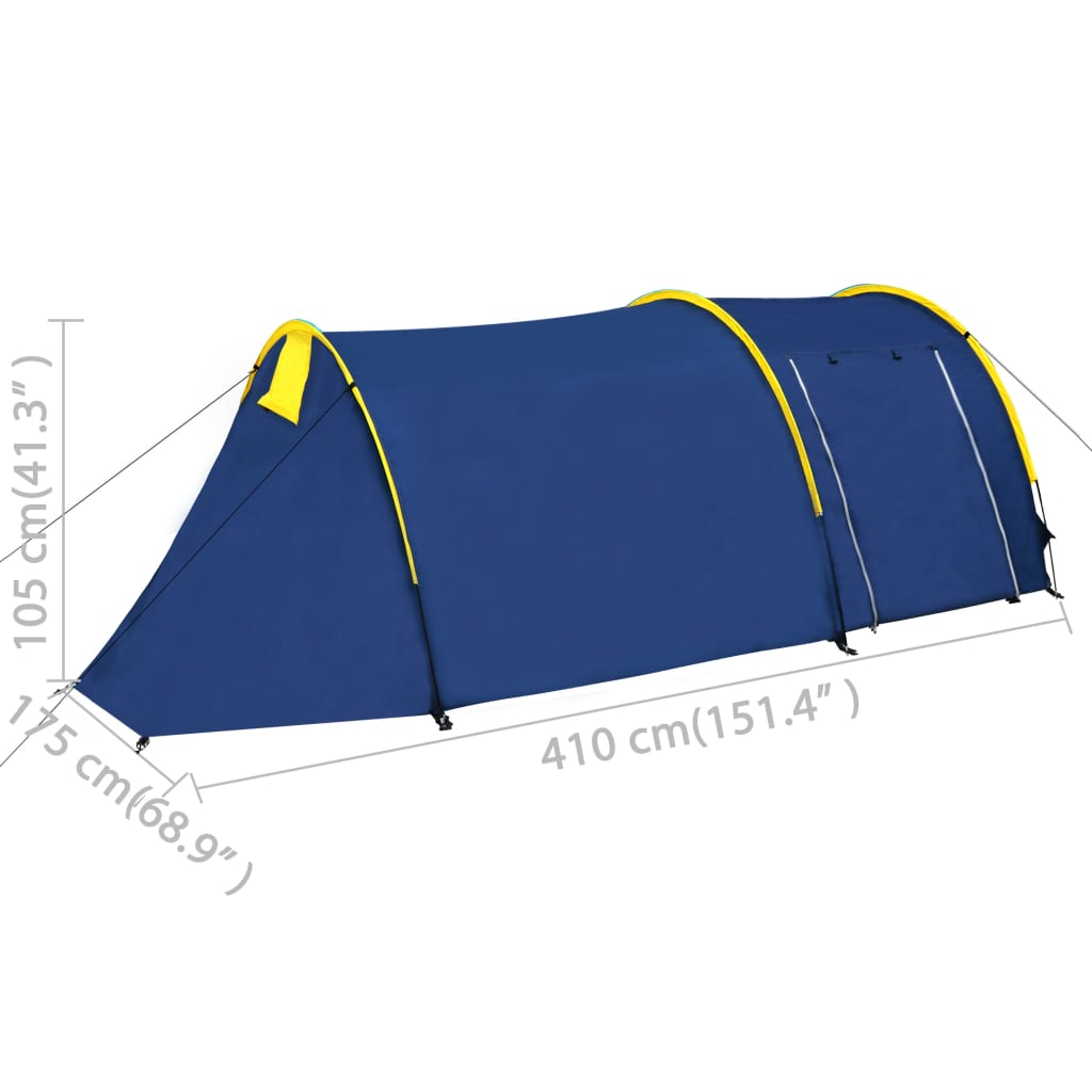 vidaXL Camping Tent 4 Persons Navy Blue/Yellow - Spacious, Easy to Set Up Tent