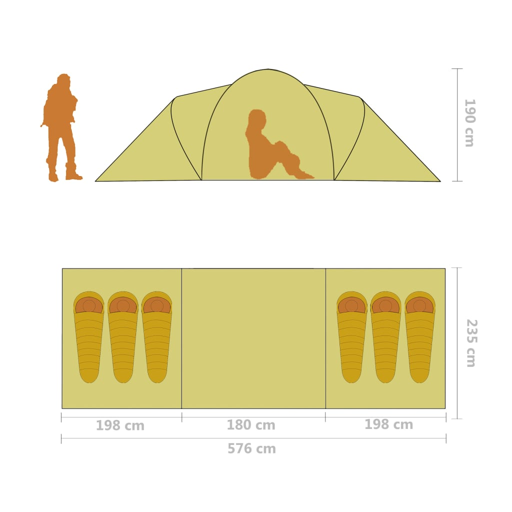 vidaXL Camping Tent 6 Persons Gray and Orange - Spacious and Easy-to-Set-Up