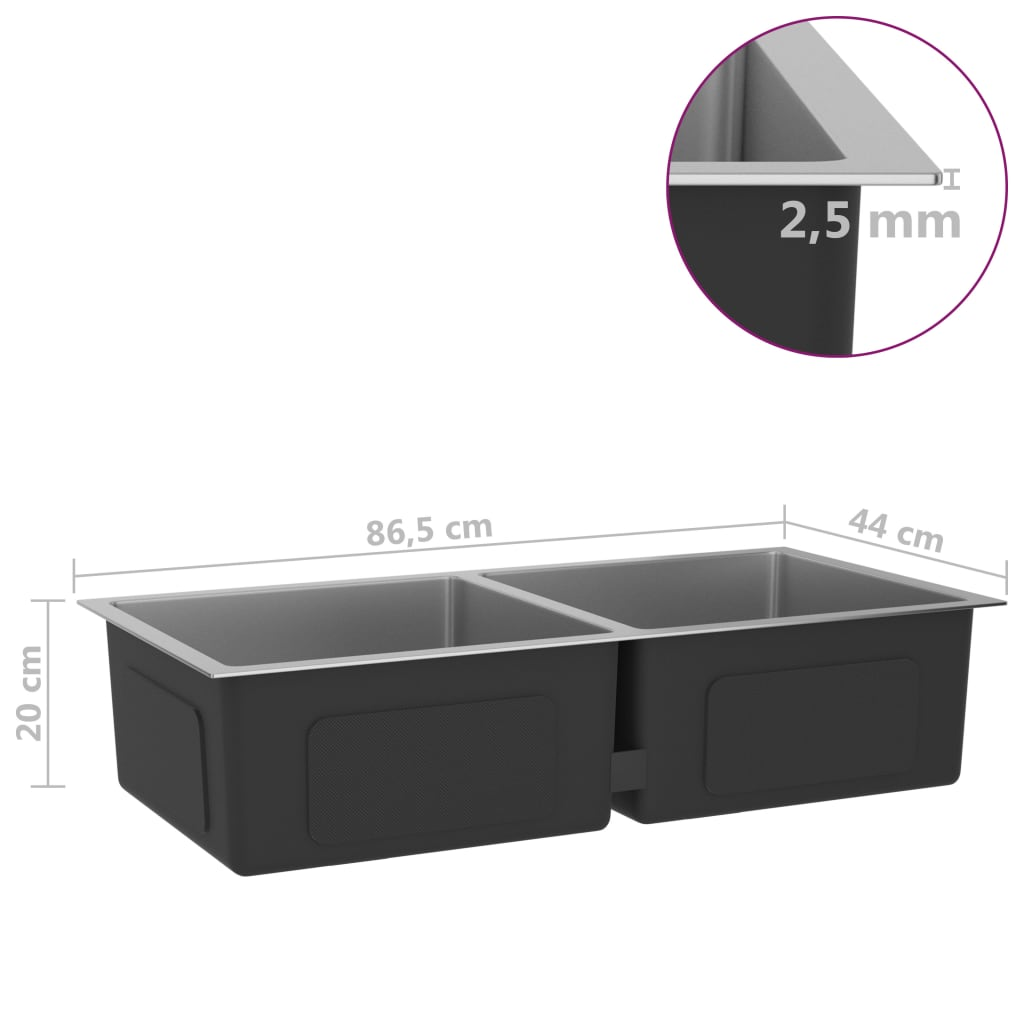 vidaXL Handmade Kitchen Sink Stainless Steel - Clean Contemporary Design